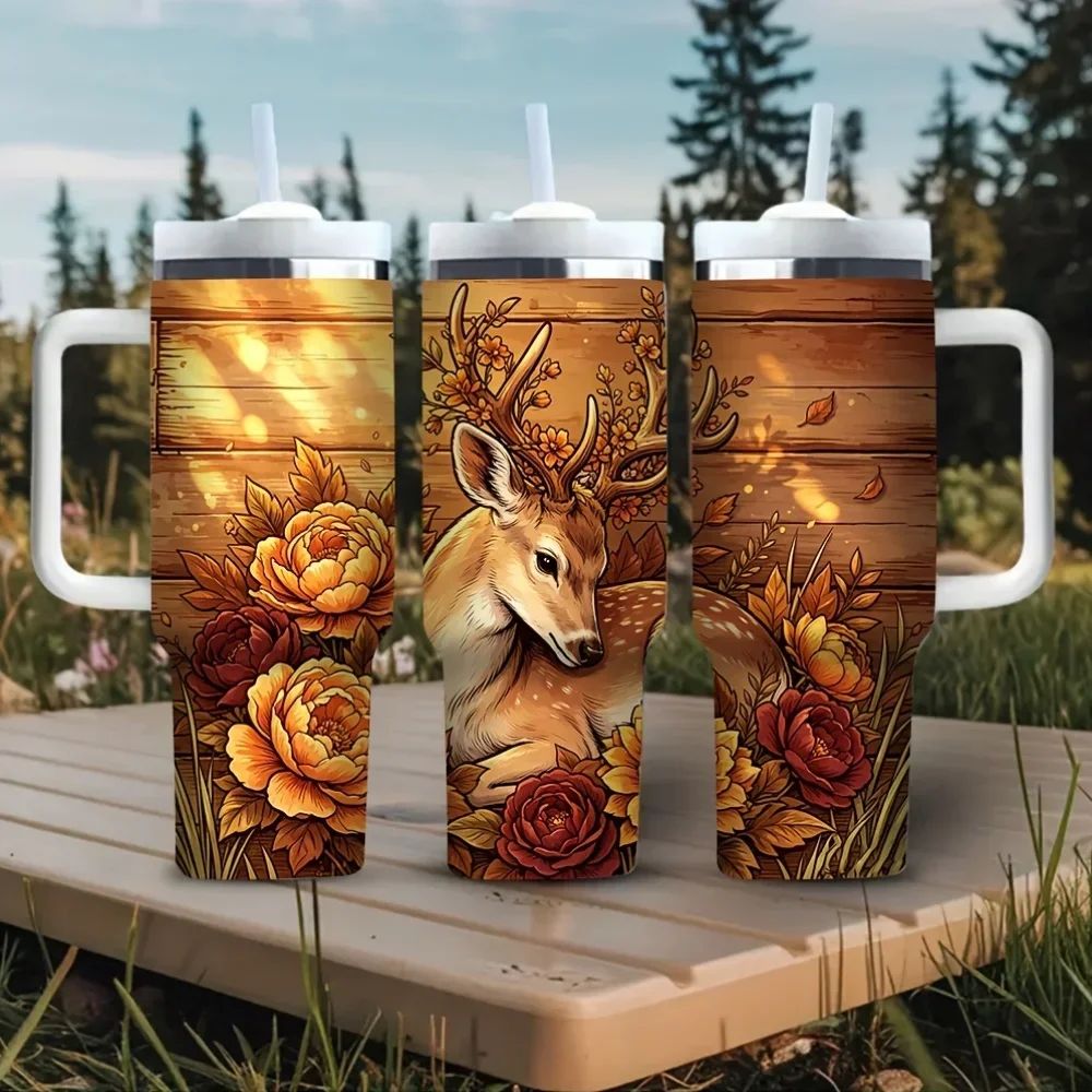 Hunting Outdoor Background - Bicchiere da 40 once con manico,