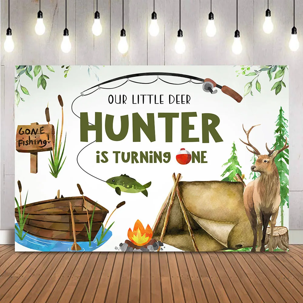 Hunting Outdoor Background - Caccia Pesca Compleanno Sfondo Cervo Pesce
