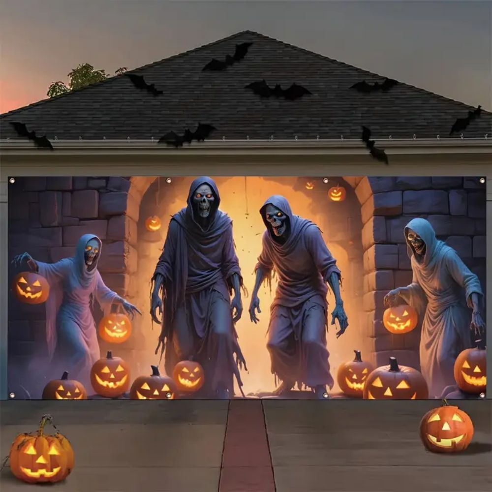 Hunting Outdoor Background - VIKAMA Halloween Garage Banner 180x400 cm